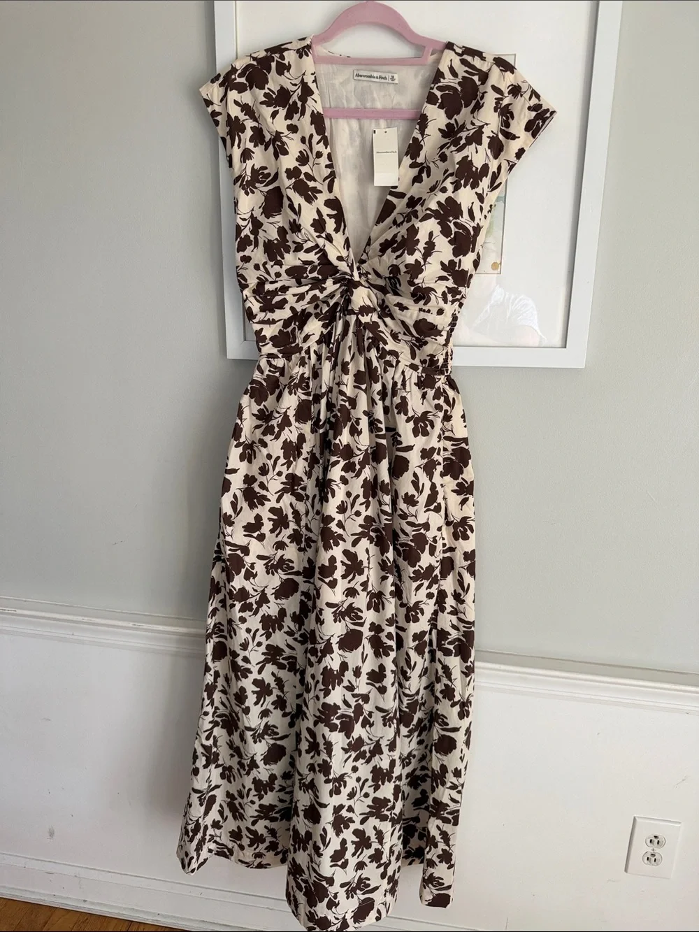 Abercrombie & Fitch Cream Maxi Dress with Brown Floral Print